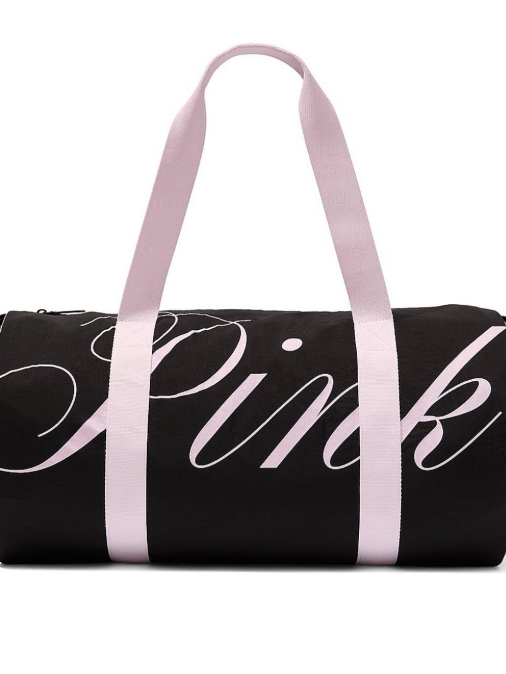 PINK Victoria's Secret Black & Light Pink Canvas Duffle Bag